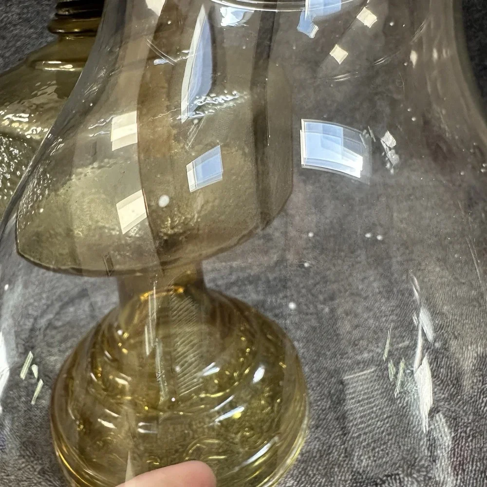 VTG Bartlett Collins Amber Glass Kerosene Oil Lamp Hurricane Chimney 18